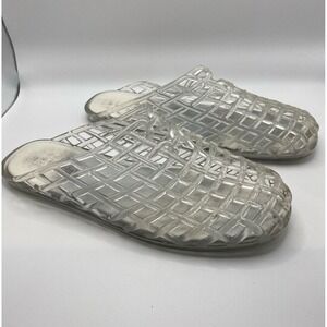 Jeffrey Campbell Clear Jelly Caged Slip On Mules Womens 8‎ small tear on side